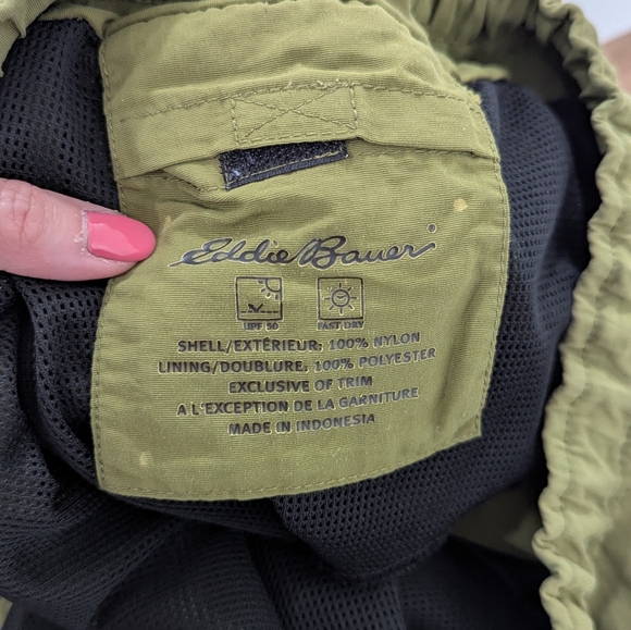 Eddie Bauer Mens Shorts Hybrid Green Nylon Swim Trunks Mesh Lined Drawstring XL - Picture 8 of 10